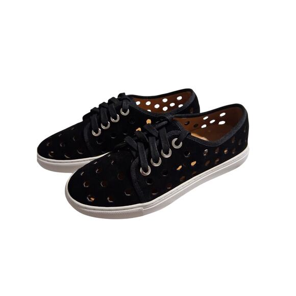 Corso Como Rasta Women's size 7 Black Perforated Suede Leather Preppy Sneakers - Picture 1 of 13